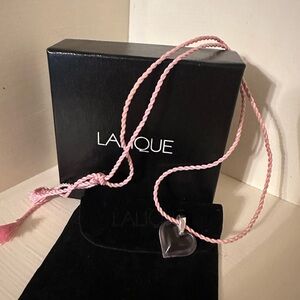 Lalique pink heart pendant necklace